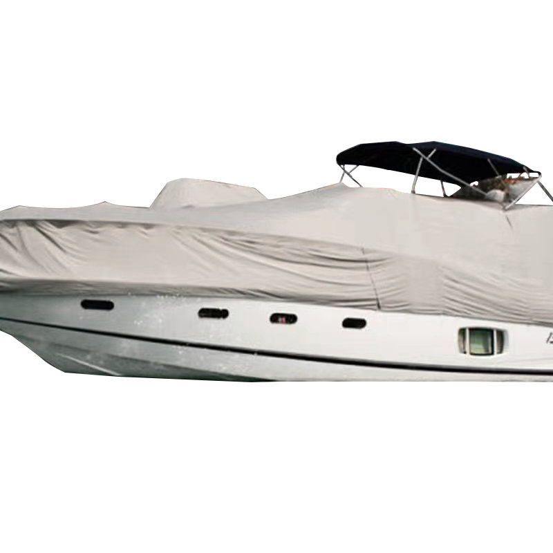Capa para barco em tecido Oxford cinza e branco resistente a UV